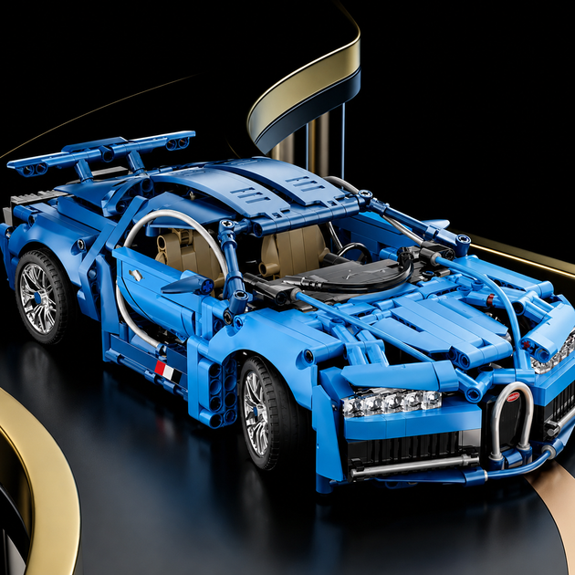 Конструктор суперкар Bugatti Chiron 1:14 – высокая детализация, механизм поворота колес, дифференциал - Фото 2 Конструктор суперкар Bugatti Chiron 1:14 – высокая детализация, механизм поворота колес, дифференциал - изображение 2