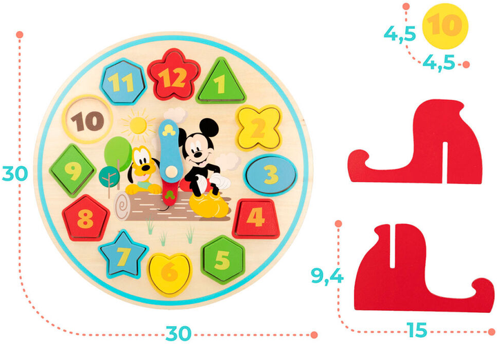 Сортер WOOMAX Disney Baby Дерев'яний годинник (8412842487048) - зображення 5