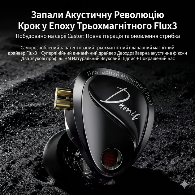 Навушники KZ Duonic Bass DSP (з мікрофоном, тюнінг версія) – In-Ear Monitor з потрійними планарними драйверами і перемикачами - зображення 3
