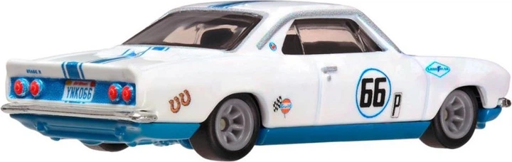 Model samochodu Mattel Hot Wheels Premium Boulevard 1966 Chevrolet Corvair Yenko Stinger Biało-czarny HRT69 (194735185542) - obraz 6