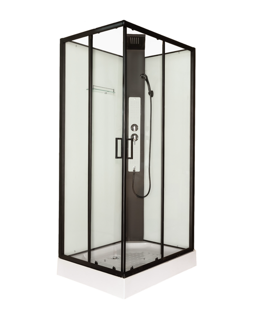 Душовий бокс INSANA Ester 100 (XW9811) 80×100×215 см, прямокутний, з мілким піддоном 15 см, чорний профіль, гідромасаж - зображення 2