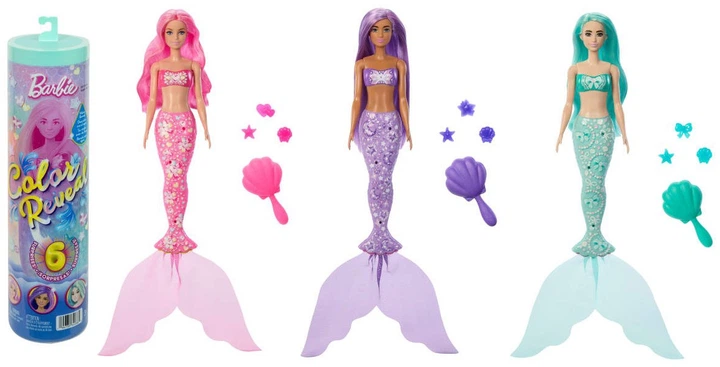 Лялька‑сюрприз Mattel Barbie Color Reveal Русалка JMW61-6 (194735387342) - Фото 1 Лялька‑сюрприз Mattel Barbie Color Reveal Русалка JMW61-6 (194735387342) - зображення 1