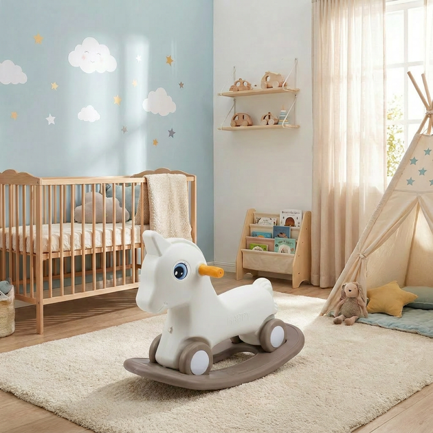 Каталка качалка беговел пони белая 2в1 SP-Sport Happy Pony 1744 White-Beige - изображение 8