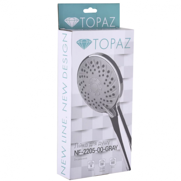 Лійка для душу Topaz NF-2205-00-GREY, на 3 режими - изображение 2