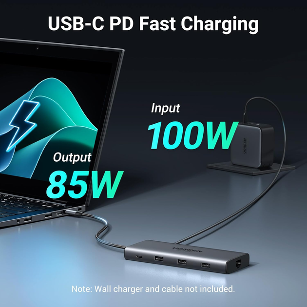 Usb Hub Док-станція UGREEN Revodok Pro 210 USB-C 10-в-1, Dual HDMI 4K 60Hz, 8K, PD 100W, Ethernet - зображення 6