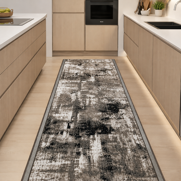 Килимова доріжка Dinarsu Marble ширина 100 см коричнева, низький ворс, повстяна основа, на відріз (ціна за пог. м) - Фото 1 Килимова доріжка Dinarsu Marble ширина 100 см коричнева, низький ворс, повстяна основа, на відріз (ціна за пог. м) - зображення 1