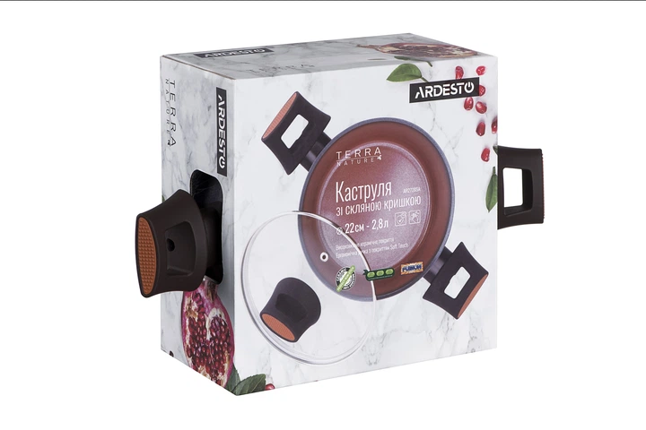 Каструля Ardesto Terra Nature алюміній 2,8 л 22 см антипригарне покриття AR2728SA коричнево-помаранч (00107467) - Фото 6 Каструля Ardesto Terra Nature алюміній 2,8 л 22 см антипригарне покриття AR2728SA коричнево-помаранч (00107467) - зображення 6