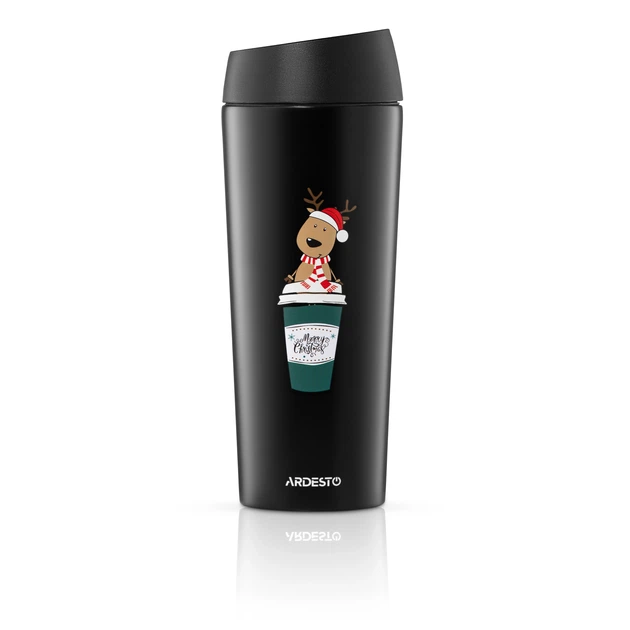 Термокружка Ardesto Coffee Time Christmas Reindeer AR2645RN 450 мл Чорний (00108756) - изображение 2