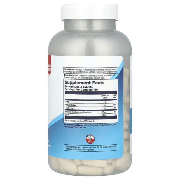 Хелатный бисглицинат магния KAL "Chelated Magnesium Bisglycinate" 315 мг (180 таблеток) - изображение 2