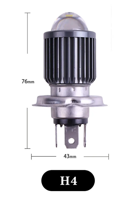 LED лампа H4 для мотоцикла и скутера 12 V с CSP линзой белый ближний и дальний свет - изображение 3