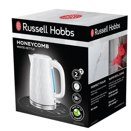 Електрочайник Russell Hobbs Honeycomb 1.7л, пластик, білий (00109395) - изображение 6