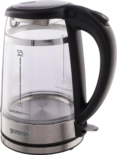 Електрочайник Gorenje 1.7л, 2,200 Вт, strix контроль, скло, чорний (00109482) - зображення 3