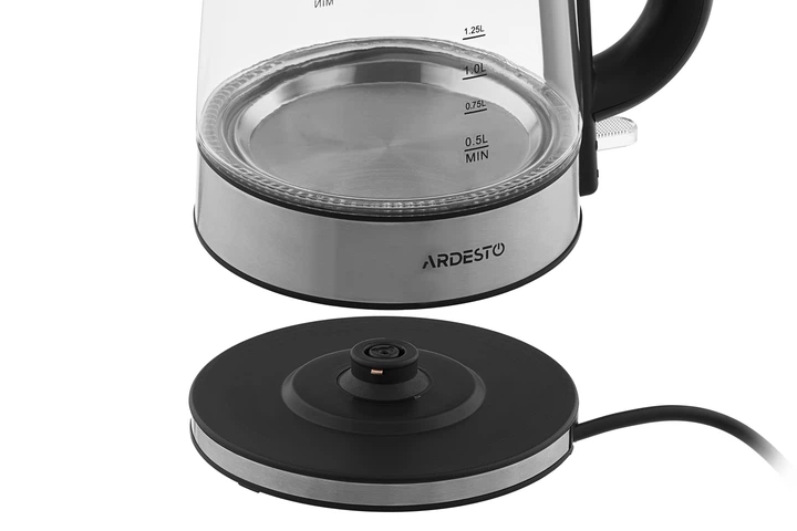 Електрочайник Ardesto 1.7л, Strix, скло, сріблясто-чорний (00109433) - изображение 5
