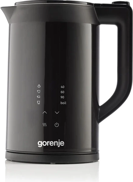 Електрочайник Gorenje 1.7л, подвійні стінки, LED дисплей, Strix контроль, чорний (00109480) - изображение 2