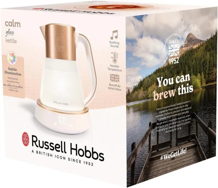 Електрочайник Russell Hobbs Calm, 1.7л, скло, біло-мідний (00109411) - изображение 9