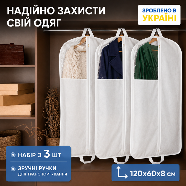 Набор чехлов-органайзеров ORGANIZE с бортом для зимней одежды 3 шт Белый (hch-3-1208-white) - изображение 2