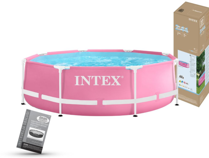 Каркасний басейн Intex 28290 Metal Frame 244 х 76 см об'єм 2843 л Рожевий - изображение 3