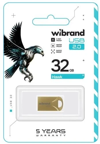 Флеш накопичувач USB 32Gb Wibrand Hawk, Gold, USB 2.0 (WI2.0/HA32M1G) - зображення 2