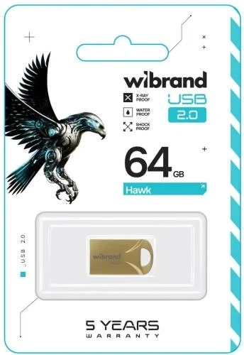 Флеш накопитель USB 64Gb Wibrand Hawk, Gold, USB 2.0 (WI2.0/HA64M1G) - Фото 2 Флеш накопитель USB 64Gb Wibrand Hawk, Gold, USB 2.0 (WI2.0/HA64M1G) - изображение 2