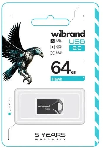 Флеш накопичувач USB 64Gb Wibrand Hawk, Black, USB 2.0 (WI2.0/HA64M1B) - зображення 2