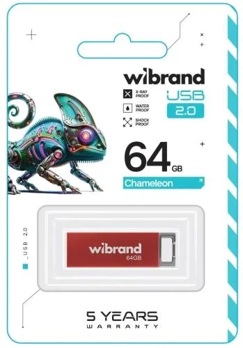 Флеш накопитель USB 64Gb Wibrand Chameleon, Red, USB 2.0 (WI2.0/CH64U6R) - изображение 2