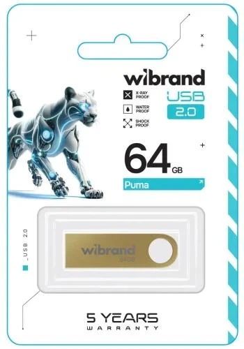 Флеш накопитель USB 64Gb Wibrand Puma, Gold, USB 2.0 (WI2.0/PU64U1G) - изображение 2