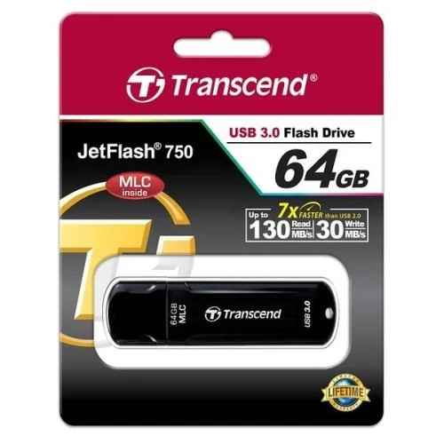 Флеш накопитель USB 64Gb Transcend JetFlash 750, Black, USB 3.1 Gen 1 (TS64GJF750K) - Фото 4 Флеш накопитель USB 64Gb Transcend JetFlash 750, Black, USB 3.1 Gen 1 (TS64GJF750K) - изображение 4