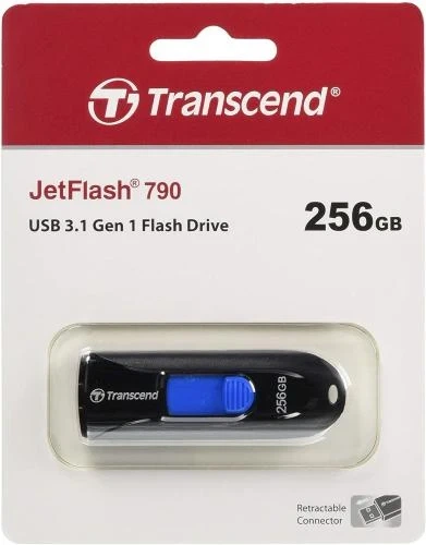 Флеш накопитель USB 256Gb Transcend JetFlash 790, Black, USB 3.1 Gen 1 (TS512GJF790K) - Фото 2 Флеш накопитель USB 256Gb Transcend JetFlash 790, Black, USB 3.1 Gen 1 (TS512GJF790K) - изображение 2