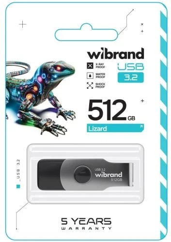 Флеш накопичувач USB 512Gb Wibrand Lizard, Black, USB 3.2 Gen 1 (WI3.2/LI512P9B) - изображение 2
