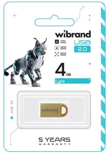 Флеш накопичувач USB 4Gb Wibrand Lynx, Gold, USB 2.0 (WI2.0/LY4M2G) - зображення 2