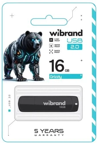 Флеш накопитель USB 16Gb Wibrand Grizzly, Black, USB 2.0 (WI2.0/GR16P3B) - изображение 2