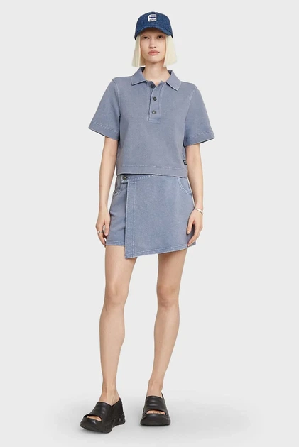 Жіноче блакитне поло Overdyed G-Star RAW XS D26086,D966 - зображення 2