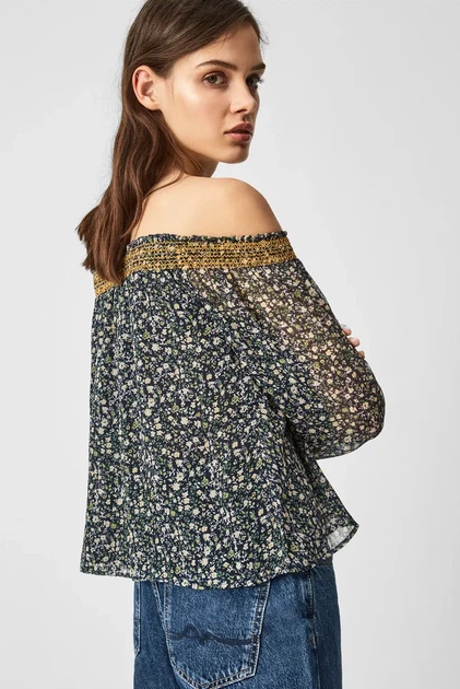 Женский темно-синий топ с узором LOUISE Pepe Jeans XS PL304049 - зображення 3