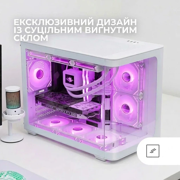 Корпус Mars Gaming MC-FUSIONM White / Micro-ATX / Изогнутое стекло / без БП / Белый (101917546) - изображение 3