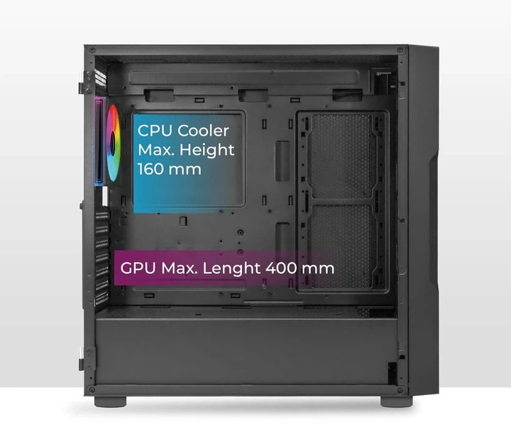 Корпус Noua Smash S1 Black / Mid-Tower / 4x120mm ARGB / Glass / без БЖ / Чорний (101919421) - Фото 3 Корпус Noua Smash S1 Black / Mid-Tower / 4x120mm ARGB / Glass / без БЖ / Чорний (101919421) - зображення 3