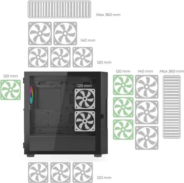 Корпус Noua Smash S1 Black / Mid-Tower / 4x120mm ARGB / Glass / без БЖ / Чорний (101919421) - Фото 4 Корпус Noua Smash S1 Black / Mid-Tower / 4x120mm ARGB / Glass / без БЖ / Чорний (101919421) - зображення 4