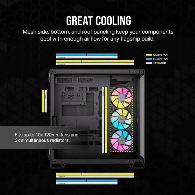 Корпус для ПК CORSAIR iCUE LINK 6500X RGB Черный (101642318) - изображение 6