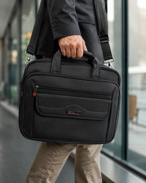 Сумка для ноутбука Leather RL1058 черная из CORDURA с креплением на чемодан Leather - изображение 12