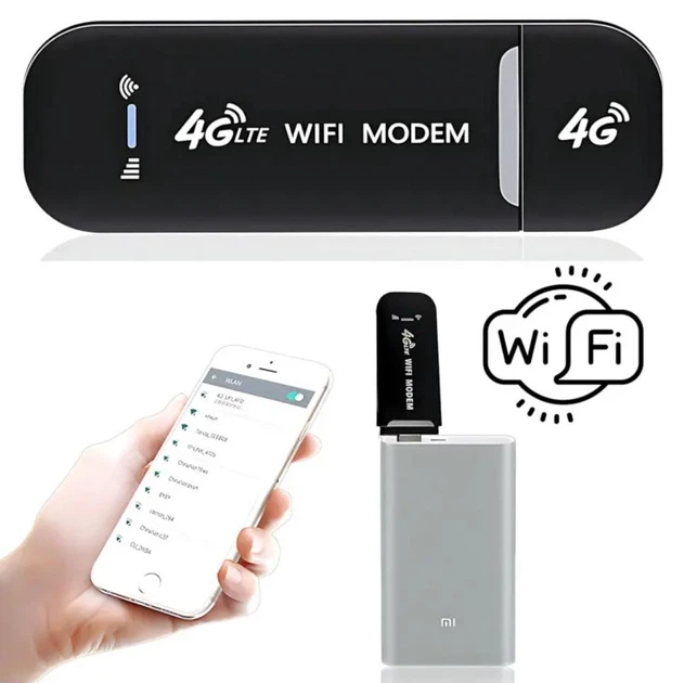 Мобільний 4G модем роутер USB Wi-Fi 3G 4G LTE 3in1 HotSpot, 150 Мбіт/с, підтримка SIM, компактний формат для ноутбука, дому та поїздок - зображення 4