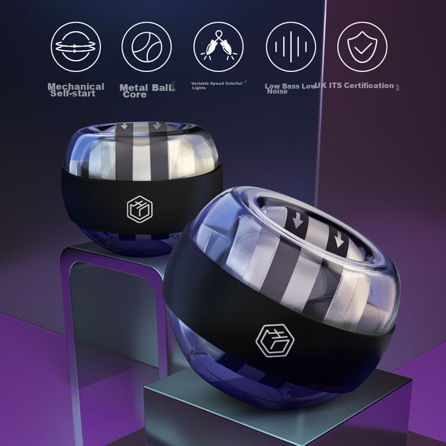 Мяч для развития силы рук JD Original Self-Starter, тренировка для снятия стресса, металлический тренажер для укрепления рук, мяч для развития силы хвата, самосветящийся, меняющий цвет. - изображение 5