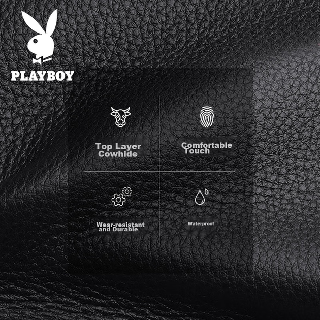 Чоловічий гаманець PLAYBOY з натуральної шкіри, гаманець-розкладачка з високоякісної коров'ячої шкіри для посвідчень особи та документів, подарунок на день народження чоловікові чи батькові середнього віку - зображення 9