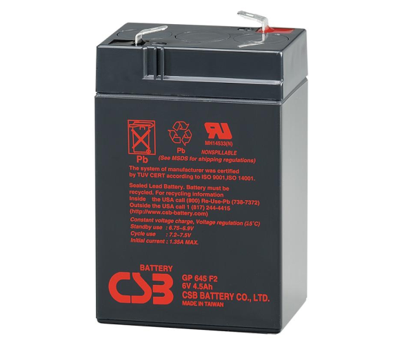 Акумулятор AGM 6V 4.5Ah CSB GP645 (06590) - Фото 1 Акумулятор AGM 6V 4.5Ah CSB GP645 (06590) - зображення 1