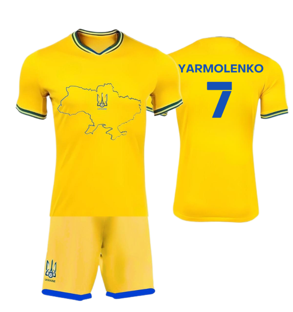Форма футбольная детская Yarmolenko (Ярмоленко) 7 Ukraine (Сборная Украины), сезон 24/25, 28 размер, рост 150-155 см, желтая - Фото 1 Форма футбольная детская Yarmolenko (Ярмоленко) 7 Ukraine (Сборная Украины), сезон 24/25, 28 размер, рост 150-155 см, желтая - изображение 1