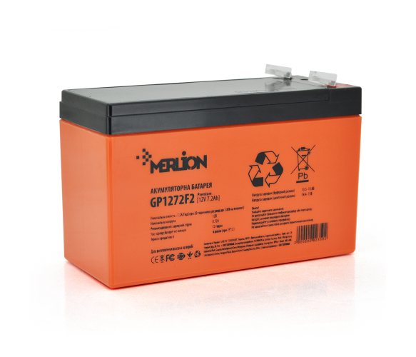 Аккумулятор AGM 12V 7.2Ah MERLION GP1272F2 PREMIUM (02350) - Фото 1 Аккумулятор AGM 12V 7.2Ah MERLION GP1272F2 PREMIUM (02350) - изображение 1