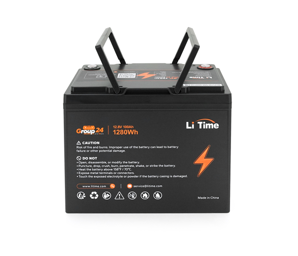 Акумулятор LiFePO4 12.8V 100Ah, 1280Wh, BMS 100A, Li-TIME Group 24 - Фото 2 Акумулятор LiFePO4 12.8V 100Ah, 1280Wh, BMS 100A, Li-TIME Group 24 - зображення 2