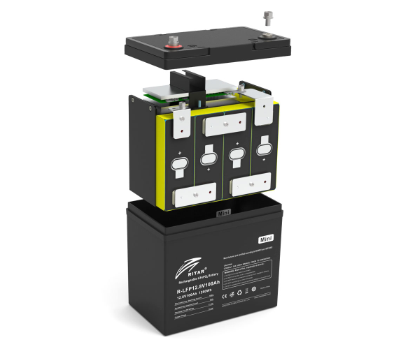 Аккумулятор LiFePO4 12.8V 100Ah 1280Wh BMS 50A mini Ritar (38096) - изображение 2