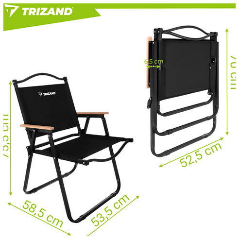 Садовый стул 75,5x58,5 см для кемпинга и балкона черный Trizand PR-410 - зображення 2