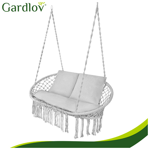 Качели двухместные 300 кг с подушками для сада серые Gardlov PR-392 - зображення 7