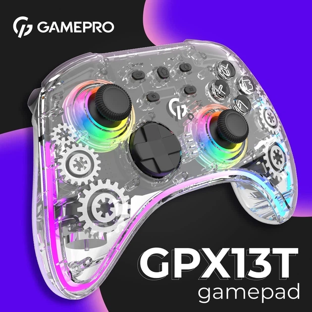 Геймпад GamePro GPX13T 2.4G/BT 5.1/USB/PC/iOS/Android RGB Transparent (GPX13T) UA - Фото 4 Геймпад GamePro GPX13T 2.4G/BT 5.1/USB/PC/iOS/Android RGB Transparent (GPX13T) UA - изображение 4