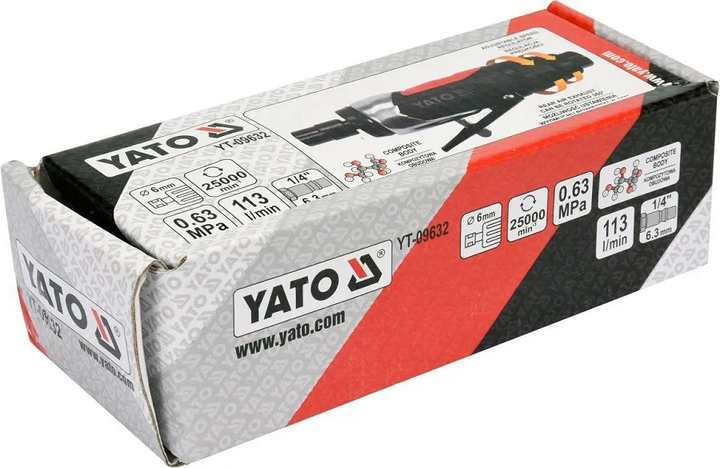 Шлифмашина пневматическая прямая YATO YT-09632 - Фото 3 Шлифмашина пневматическая прямая YATO YT-09632 - изображение 3